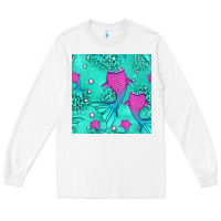 White mermaid tail seamless pattern Long Sleeve Tee - HRA Design Shop