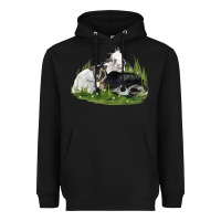 Black two baby nigerian dwarf goat Heavyweight Hoodie - LillyAllenDesigns