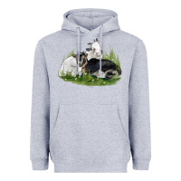 Heather Grey two baby nigerian dwarf goat Heavyweight Hoodie - LillyAllenDesigns