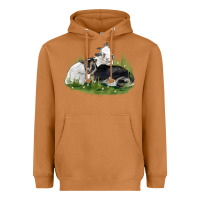 Meerkat two baby nigerian dwarf goat Heavyweight Hoodie - LillyAllenDesigns