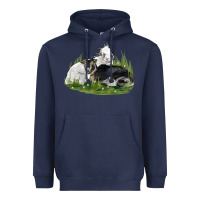 Navy two baby nigerian dwarf goat Heavyweight Hoodie - LillyAllenDesigns