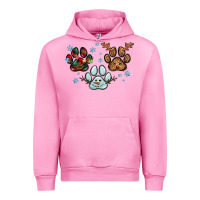 Fuchsia Pink Christmas paws Urban Hoodie - RanaPortraitStore