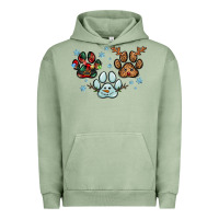 Pigment Oil Green Christmas paws Urban Hoodie - RanaPortraitStore
