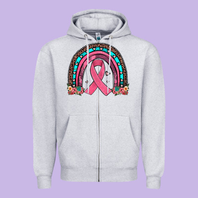 Ribbon Rainbow Zipper Hoodie Designed By Jahusdesignshop