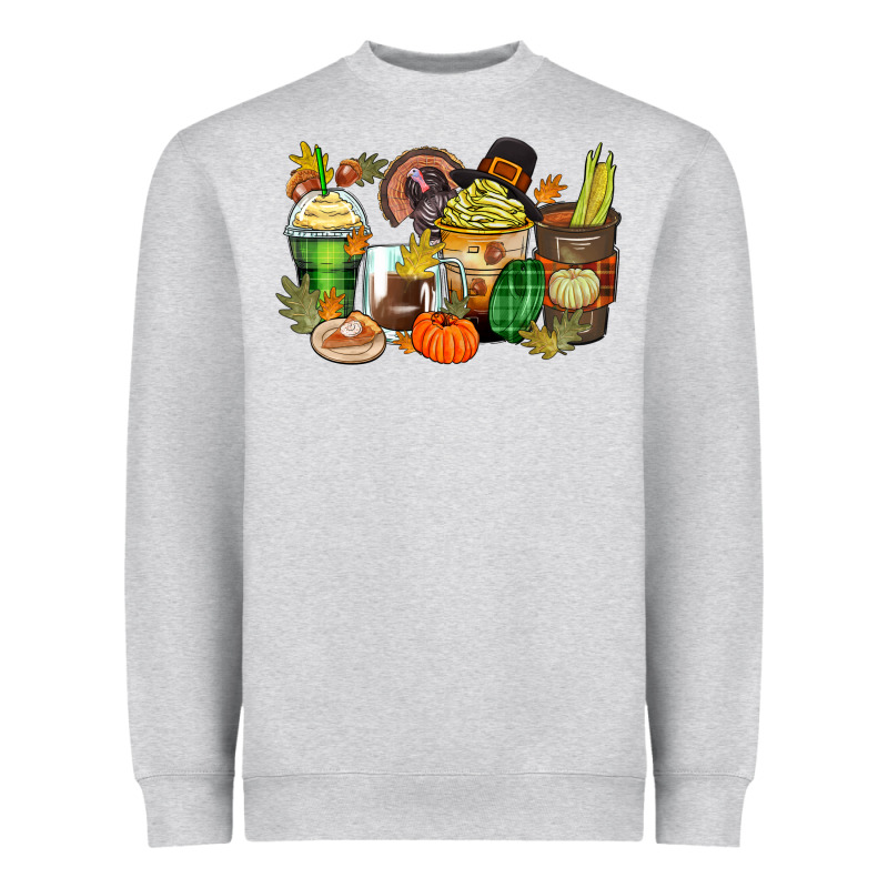 Thanksgiving Coffee Cups Heavyweight Sweatshirt by Zillion Design Studio | Teevron