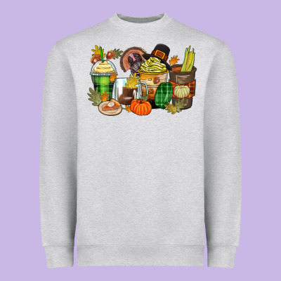 Thanksgiving Coffee Cups Heavyweight Sweatshirt Designed By Zillion Design Studio
