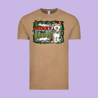 Merry And Bright Husky Farm  Background Vintage Tee Designed By Ranaportraitstore