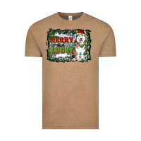 Vintage Coffee merry and bright husky farm  background Vintage Tee - RanaPortraitStore