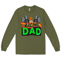 Army Green racing dad with racing  equipment Long Sleeve Tee - AdoDesignShop