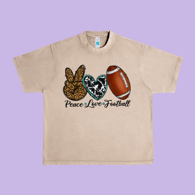 Peace Love Football Urban Heavy Tee Designed By Ranaportraitstore