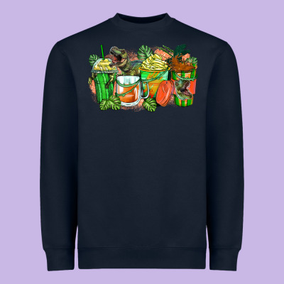 T Rex Coffee Cups Heavyweight Sweatshirt Designed By Zillion Design Studio