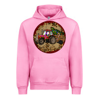 Fuchsia Pink Christmas Tractor Urban Hoodie - RanaPortraitStore