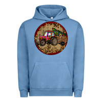 Pigment Pebble Blue Christmas Tractor Urban Hoodie - RanaPortraitStore