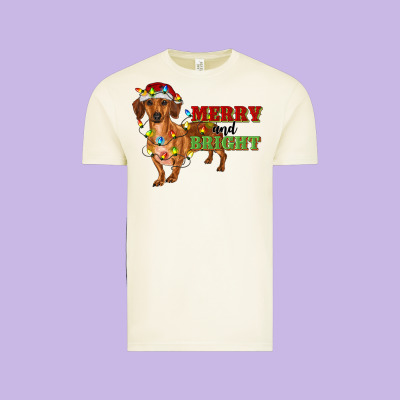 Merry And Bright Dachshund Vintage Tee Designed By Ranaportraitstore