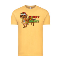 Vintage Mustard merry and bright dachshund Vintage Tee - RanaPortraitStore