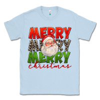 Dusty Blue Merry Christmas Santa Classic Tee - FaDigitalArtStudio