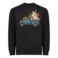 Black Happy Easter Truck with Bunny Eggs And Carrot Heavyweight Sweatshirt - RanaPortraitStore