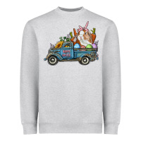 Heather Grey Happy Easter Truck with Bunny Eggs And Carrot Heavyweight Sweatshirt - RanaPortraitStore