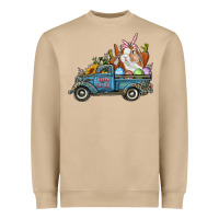 Mushroom Happy Easter Truck with Bunny Eggs And Carrot Heavyweight Sweatshirt - RanaPortraitStore