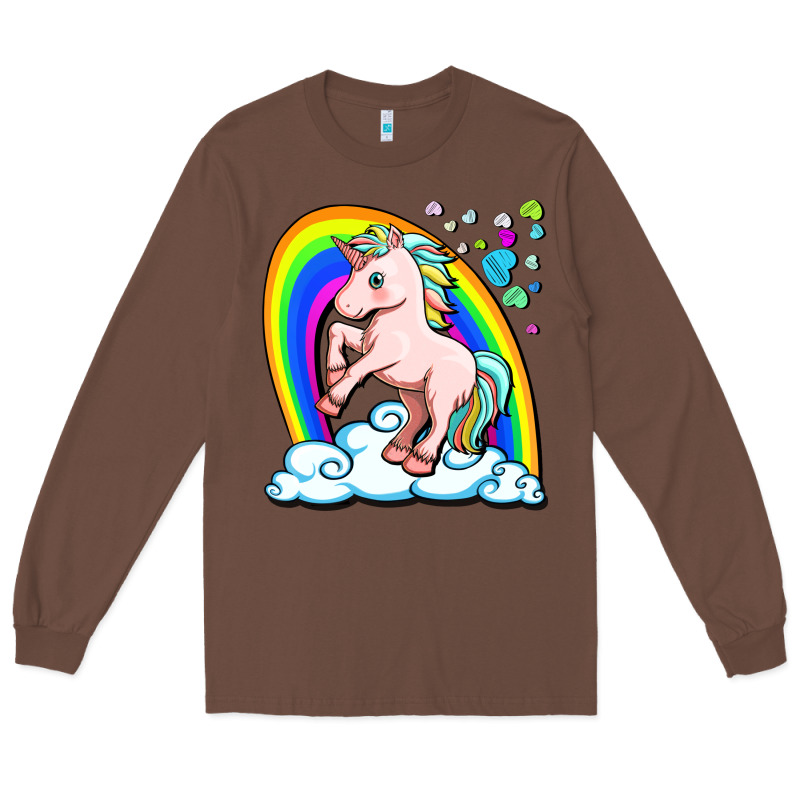 Cute Unicorn With Rainbow Long Sleeve Tee by FaDigitalArtStudio | Teevron
