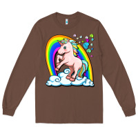 Chestnut cute unicorn with rainbow Long Sleeve Tee - FaDigitalArtStudio