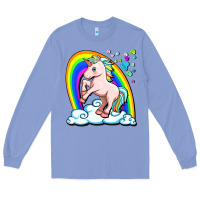 Colony Blue cute unicorn with rainbow Long Sleeve Tee - FaDigitalArtStudio