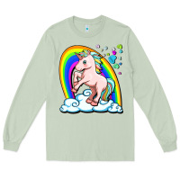 Matcha cute unicorn with rainbow Long Sleeve Tee - FaDigitalArtStudio