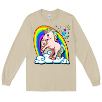 Mushroom cute unicorn with rainbow Long Sleeve Tee - FaDigitalArtStudio