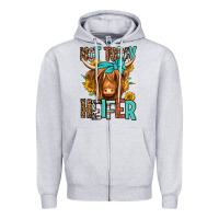 Heather Grey not today heifer long haired cow Zipper Hoodie - Jasminsmagicworld