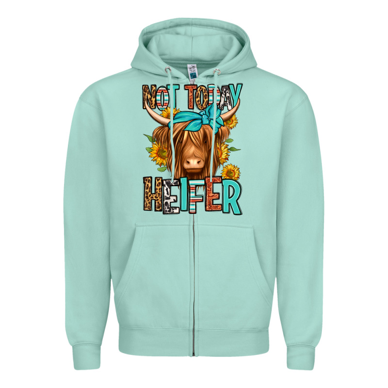 Not Today Heifer Long Haired Cow Zipper Hoodie by Jasminsmagicworld | Teevron