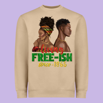 Heavyweight Sweatshirt living free ish since 1865 with afro black woman a