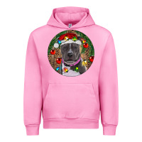 Fuchsia Pink Christmas Pitbull Urban Hoodie - RanaPortraitStore