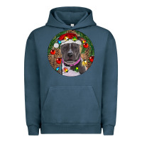 Pigment Midnight Navy Christmas Pitbull Urban Hoodie - RanaPortraitStore