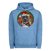 Pigment Pebble Blue Christmas Pitbull Urban Hoodie - RanaPortraitStore