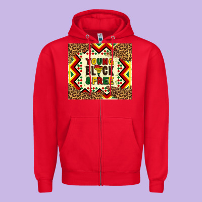 Young Black And Free Zipper Hoodie Designed By Artiststas