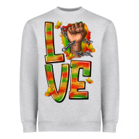 Heather Grey love juneteenth with fist Heavyweight Sweatshirt - texasbilliewilder