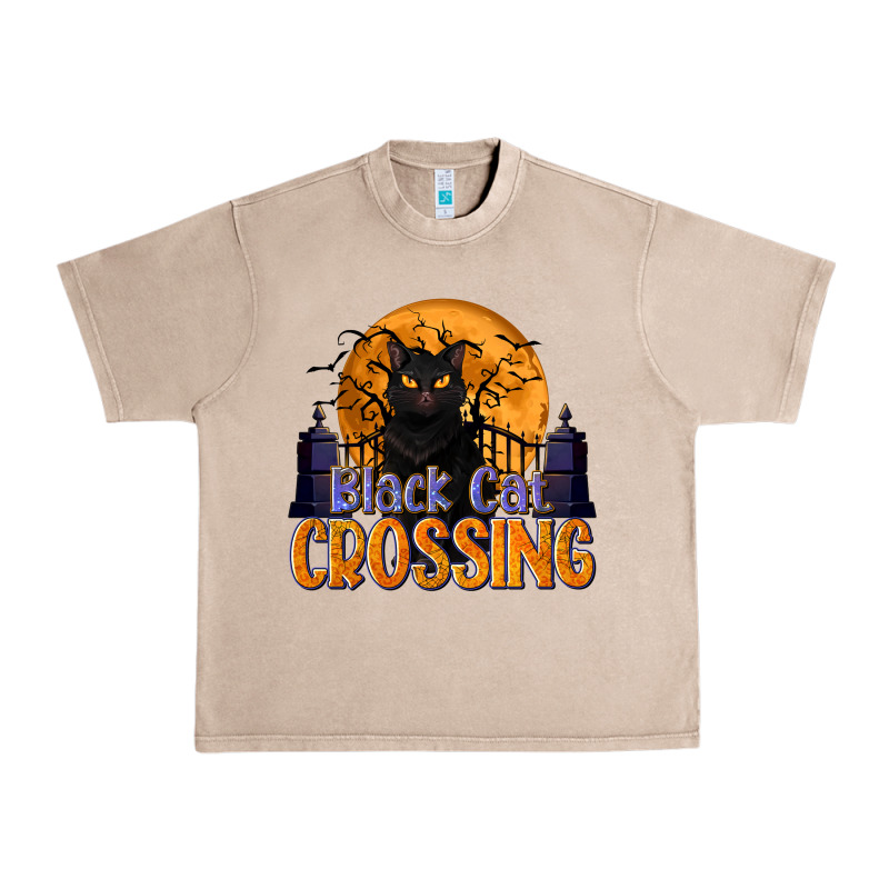 Black Cat Crossing Urban Heavy Tee by texasbilliewilder | Teevron