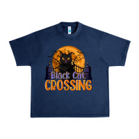 Navy Black Cat Crossing Urban Heavy Tee - texasbilliewilder