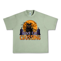 Oil Green Black Cat Crossing Urban Heavy Tee - texasbilliewilder