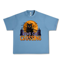 Pebble Blue Black Cat Crossing Urban Heavy Tee - texasbilliewilder
