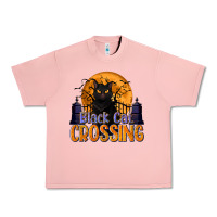 Salmon Black Cat Crossing Urban Heavy Tee - texasbilliewilder