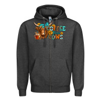 Charcoal Heather coffee then cows longhaired cow Zipper Hoodie - Jasminsmagicworld