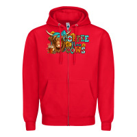 Red coffee then cows longhaired cow Zipper Hoodie - Jasminsmagicworld