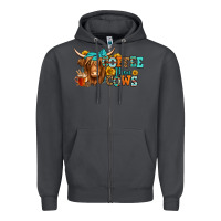 Smoke coffee then cows longhaired cow Zipper Hoodie - Jasminsmagicworld
