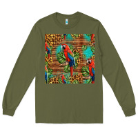 Army Green macaw parrot seamless pattern Long Sleeve Tee - HRA Design Shop
