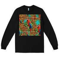 Black macaw parrot seamless pattern Long Sleeve Tee - HRA Design Shop