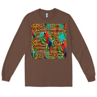 Chestnut macaw parrot seamless pattern Long Sleeve Tee - HRA Design Shop