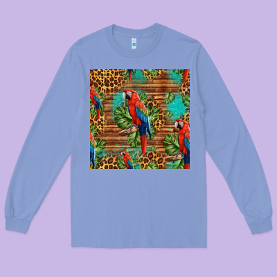 Macaw Parrot Seamless Pattern Long Sleeve Tee Designed By Hra Design Shop