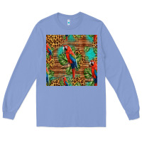 Colony Blue macaw parrot seamless pattern Long Sleeve Tee - HRA Design Shop