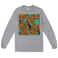 Heather Grey macaw parrot seamless pattern Long Sleeve Tee - HRA Design Shop